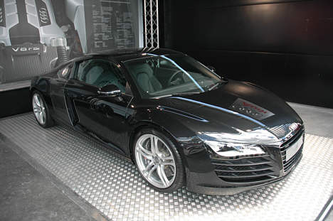 Audi R8 - Den ny super gadebil fra Audi udstillet i Village området.
(Foto: Motorsporten.dk)